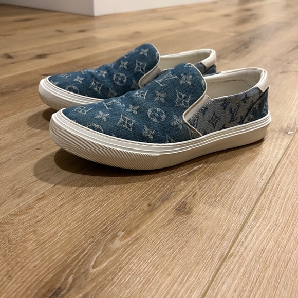 Louis Vuitton Trocadero Leather Low Trainers [Blue, Monogram] - Picture 3 of 11